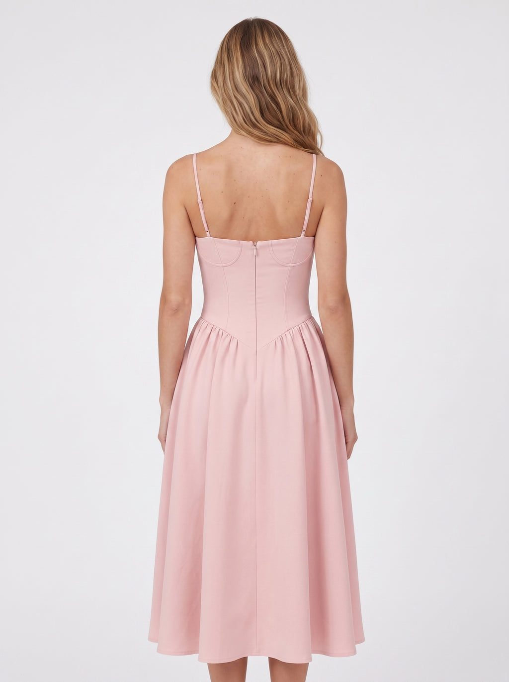 Aria | Elegant Corset Bodice A-Line Midi Dress for Wedding Guests
