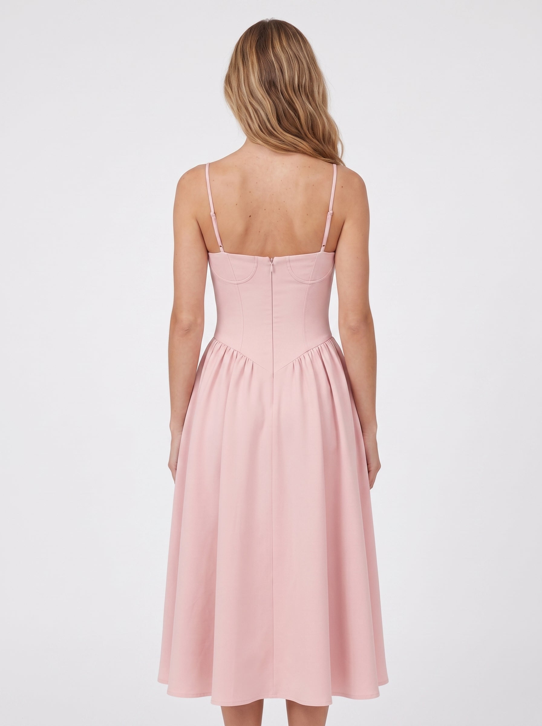 Aria | Elegant Corset Bodice A-Line Midi Dress for Wedding Guests