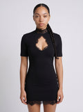 Vera | Sleek Lace Bodycon Mini Dress with High Neck Cutout